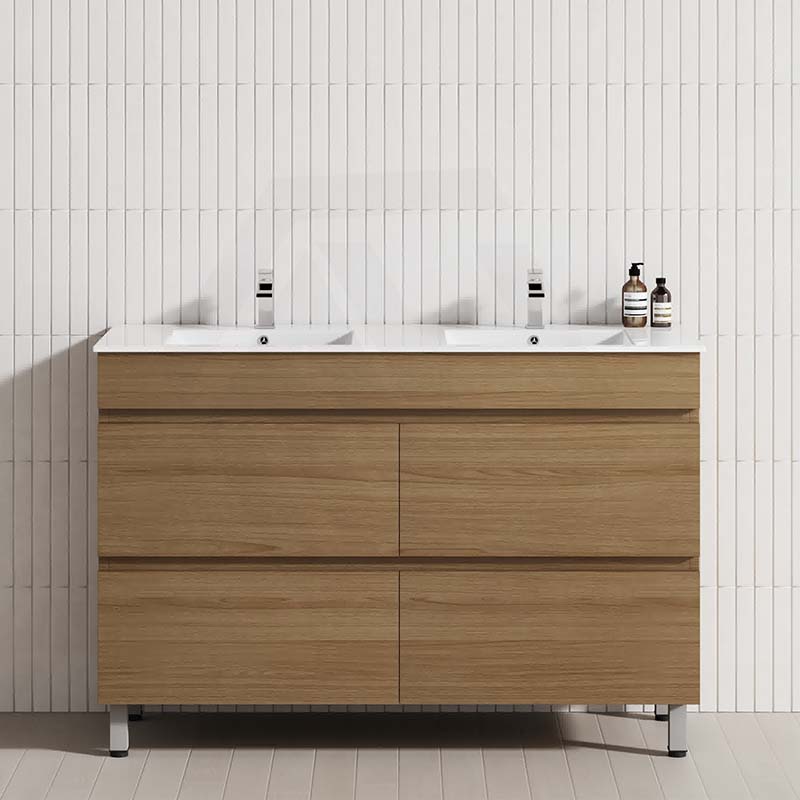 MCH 4-Drawer 1200mm Tasmanian Oak Freestanding Leg Vanity with Double Bowls
