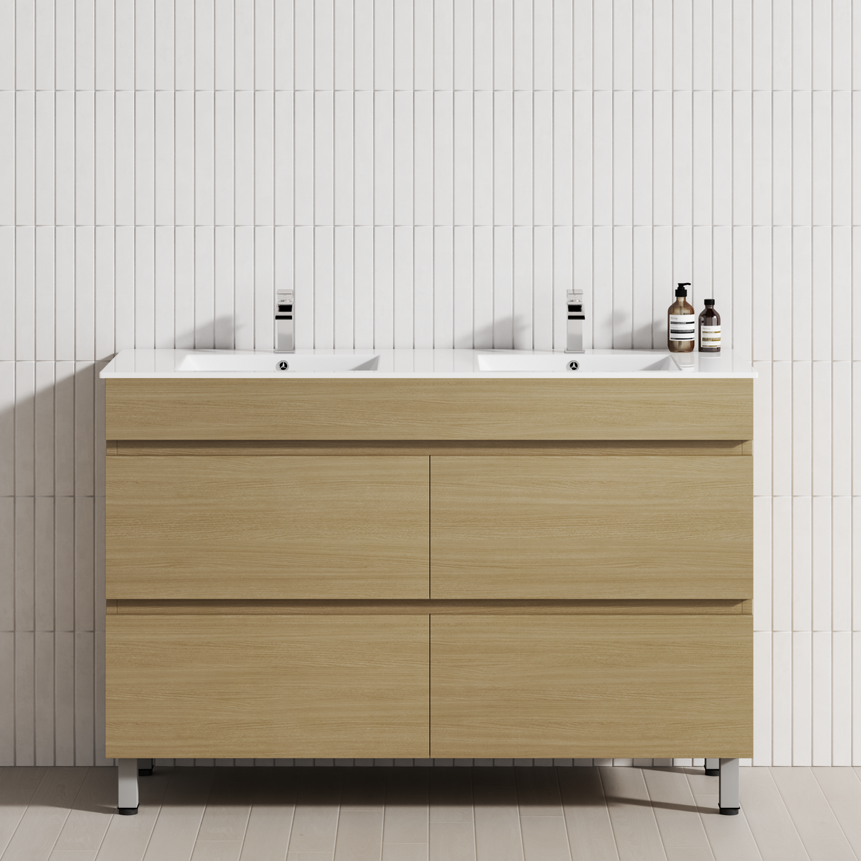 4-Drawer 1200/1500/1800mm Bathroom Freestanding Leg Vanity Single/Double Multi-Colour Cabinet Only