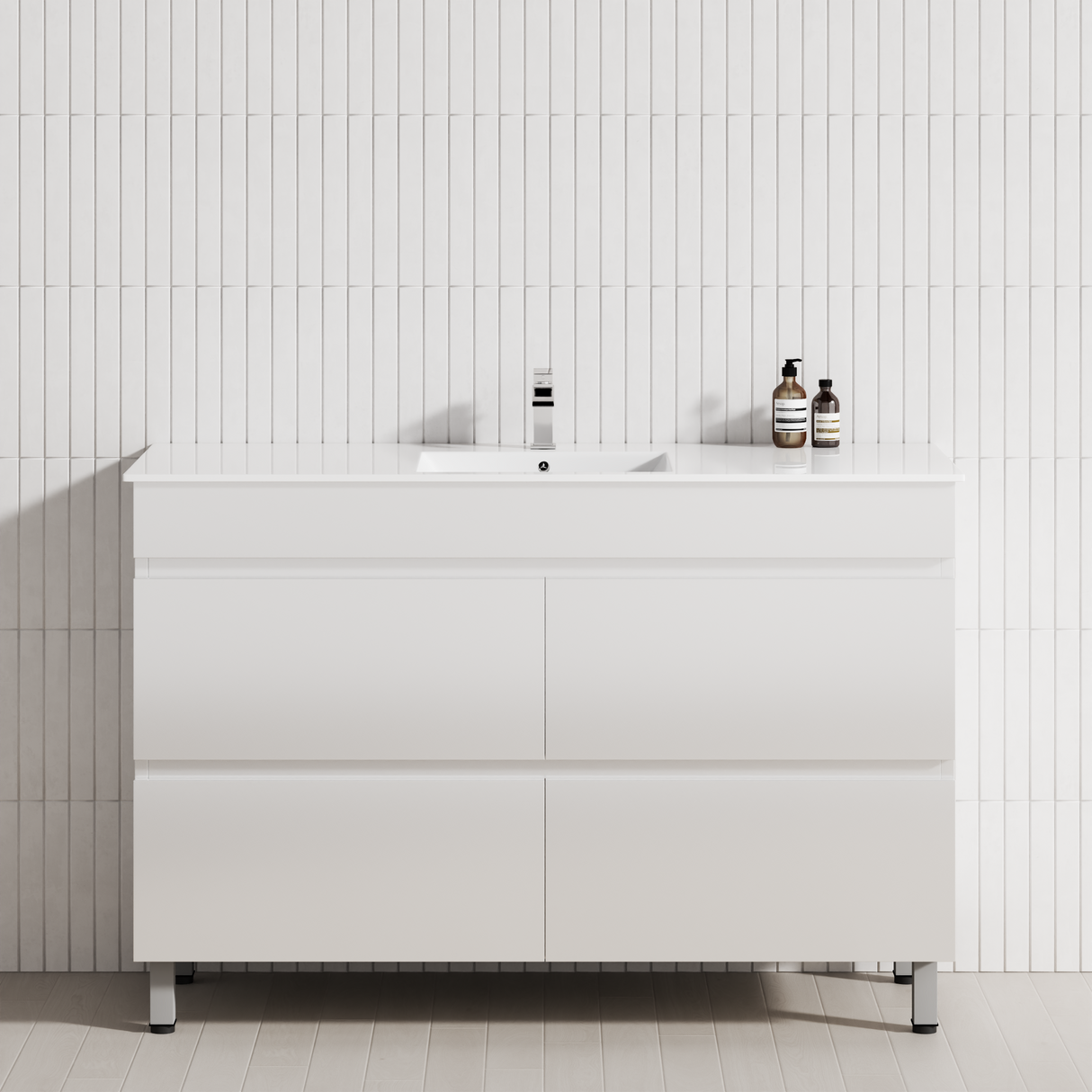 4-Drawer 1200/1500/1800mm Bathroom Freestanding Leg Vanity Single/Double Multi-Colour Cabinet Only