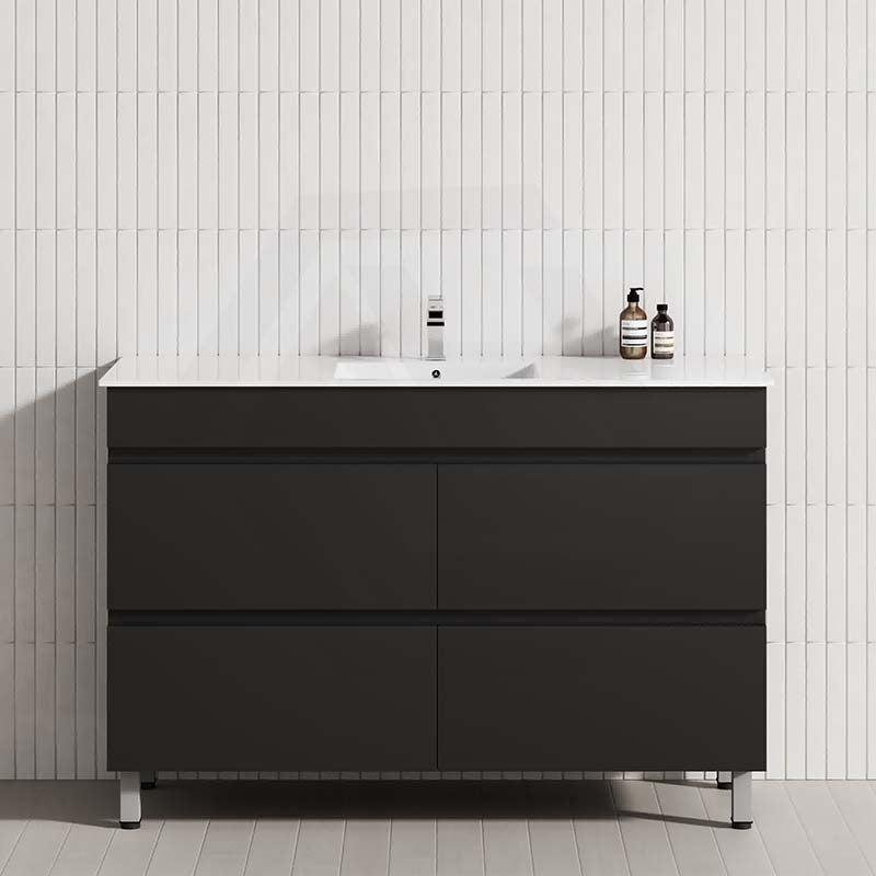 MCH 4-Drawer 1200mm Matt Black Wall Hung Bathroom Vanity with Single Bowl