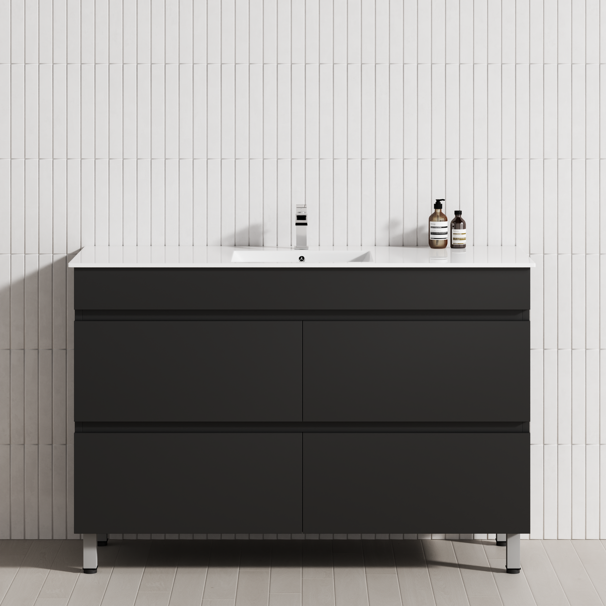 4-Drawer 1200/1500/1800mm Bathroom Freestanding Leg Vanity Single/Double Multi-Colour Cabinet Only