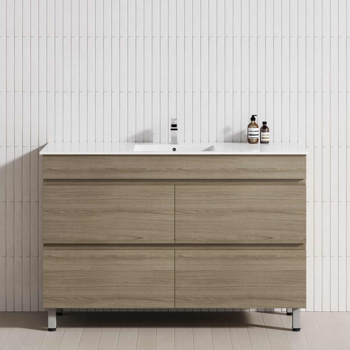 4-Drawer 1200/1500/1800mm Bathroom Freestanding Leg Vanity Single/Double Multi-Colour Cabinet Only
