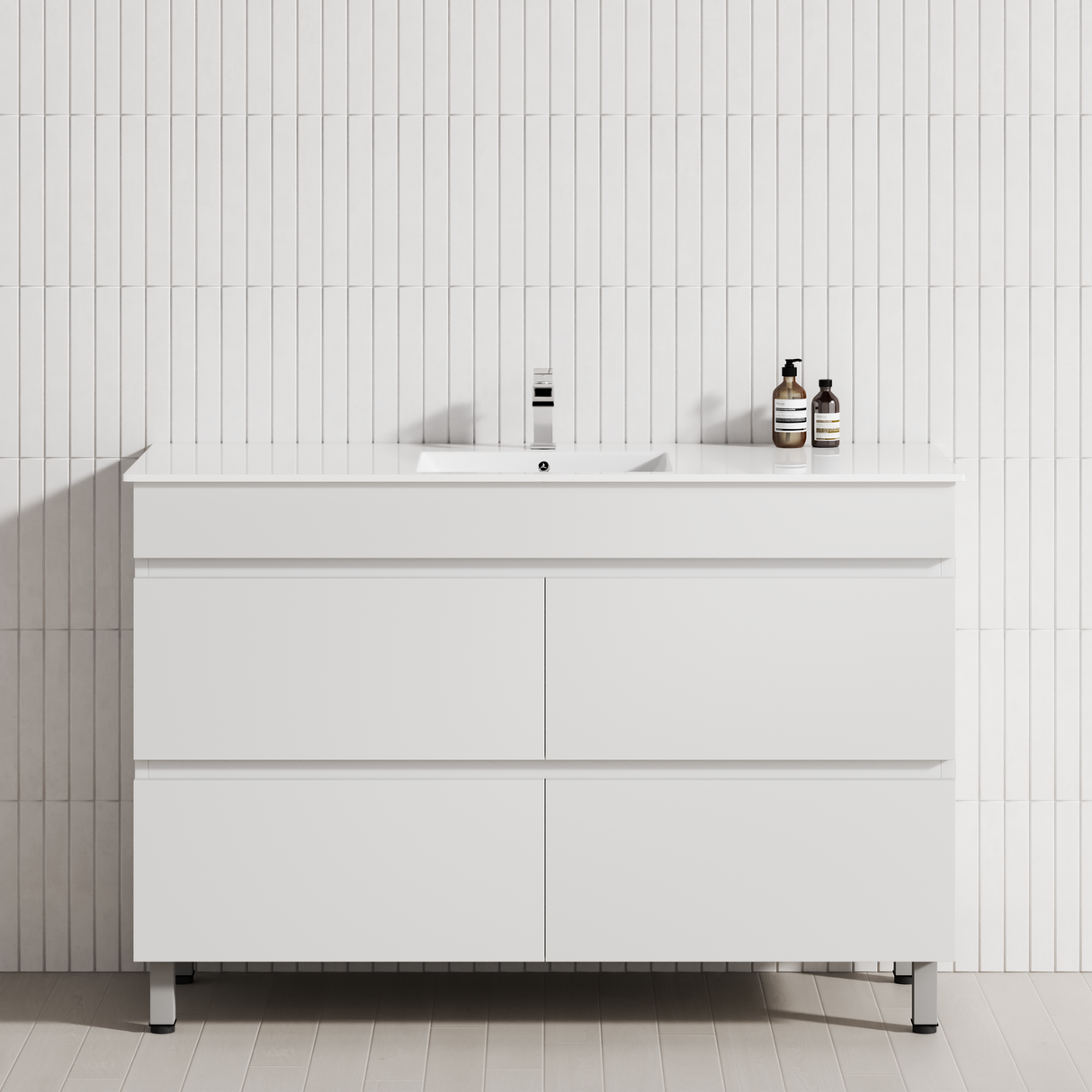 4-Drawer 1200/1500/1800mm Bathroom Freestanding Leg Vanity Single/Double Multi-Colour Cabinet Only