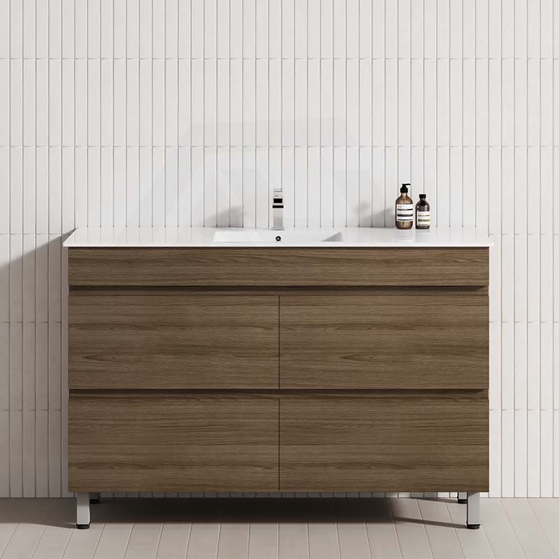 MCH 4-Drawer 1200mm Notaio Walnut Freestanding Leg Vanity with Single Bowl