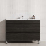 Modern bathroom vanity in Shannon Oak, single bowl and 4 drawers