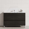 Modern bathroom vanity in Shannon Oak, single bowl and 4 drawers
