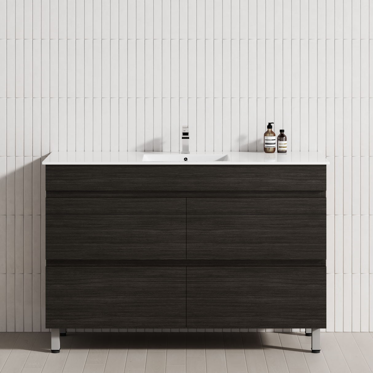 4-Drawer 1200/1500/1800mm Bathroom Freestanding Leg Vanity Single/Double Multi-Colour Cabinet Only