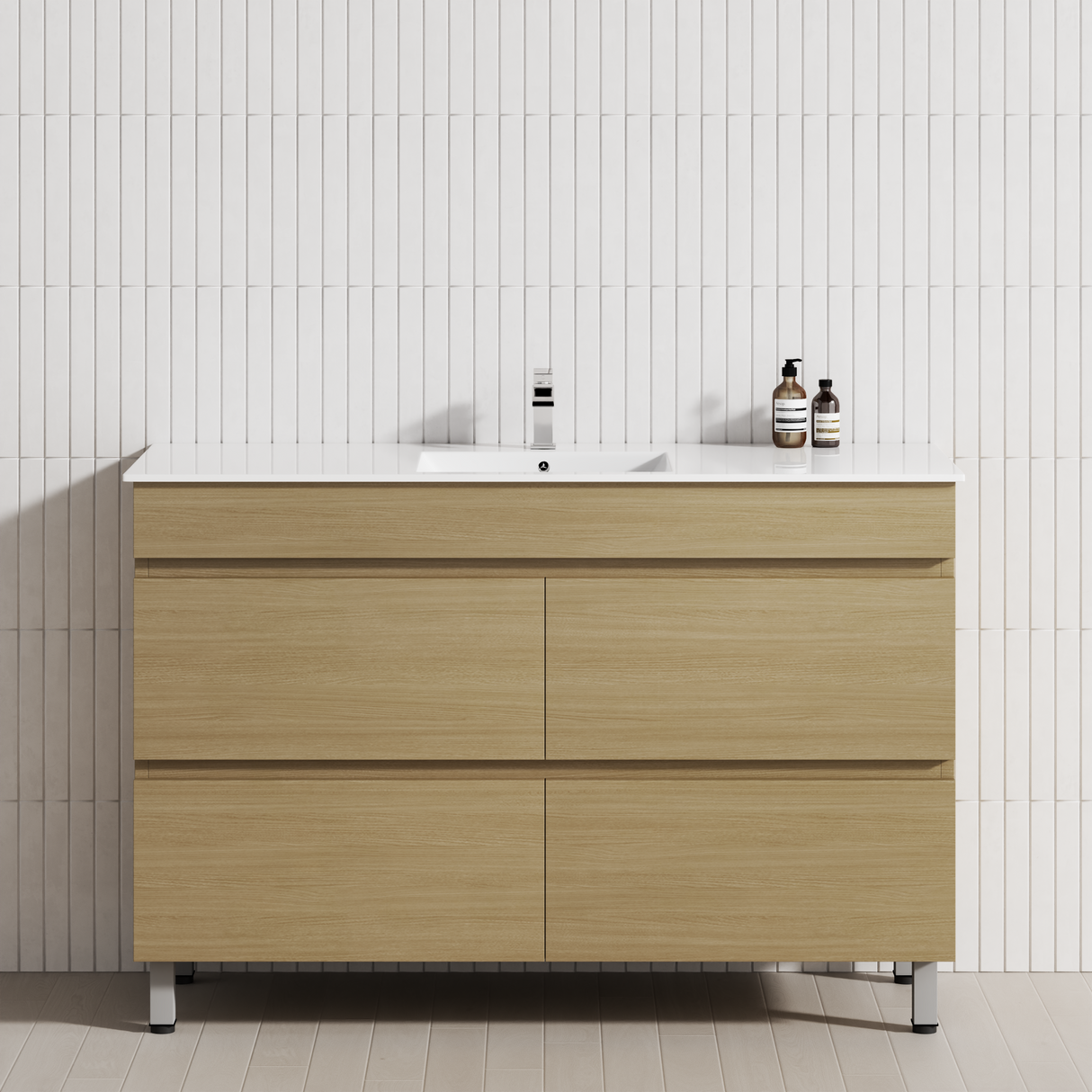 4-Drawer 1200/1500/1800mm Bathroom Freestanding Leg Vanity Single/Double Multi-Colour Cabinet Only