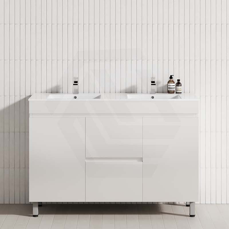 1200mm vanity with a glossy white finish, two drawers, and two doors