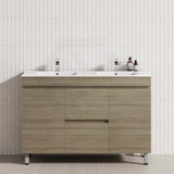 1200mm modern bathroom vanity with double bowls in Maison Oak with 2 drawers and 2 doors