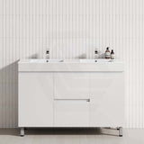 1200mm freestanding bathroom vanity, featuring 2 drawers and 2 doors in a matte white finish