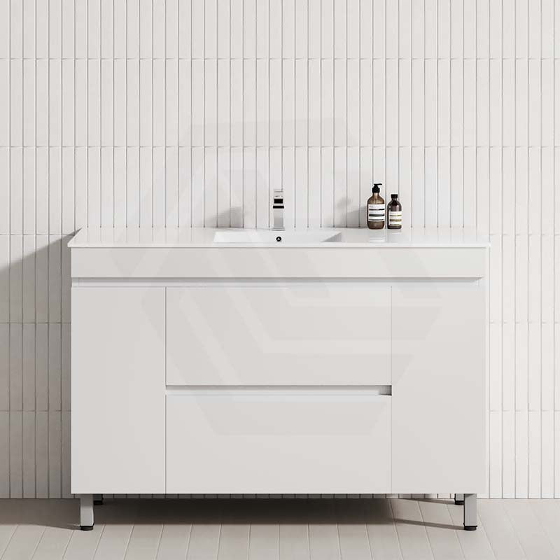 MCH 2-Drawer 2-Door 1200mm Matt White Freestanding Leg Vanity with Single Bowl