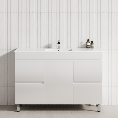 4-Drawer 1-Door 1200mm Bathroom Freestanding Leg Vanity Single Multi-Colour Cabinet Only