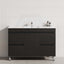 Contemporary bathroom vanity with single bowl, two drawers, in matte black
