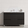 Contemporary bathroom vanity with single bowl, two drawers, in matte black