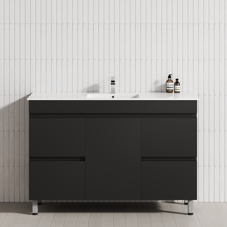 4-Drawer 1-Door 1200mm Bathroom Freestanding Leg Vanity Single Multi-Colour Cabinet Only
