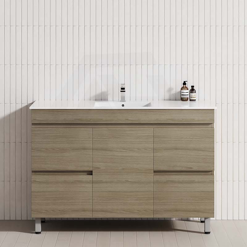 1200mm bathroom vanity offering a door and 4 drawers in a sleek Maison Oak style