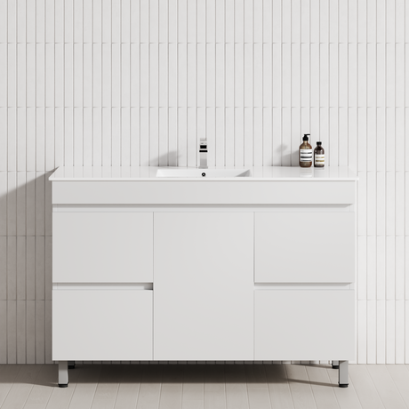 4-Drawer 1-Door 1200mm Bathroom Freestanding Leg Vanity Single Multi-Colour Cabinet Only