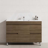 Modern 1200mm bathroom vanity featuring a 4-drawer, 1-door, freestanding design in Notaio Walnut