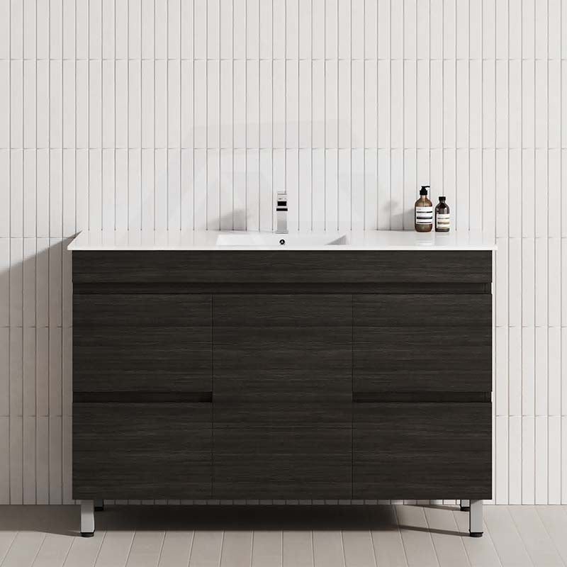 4-Drawer 1-Door 1200mm Bathroom Freestanding Leg Vanity Single Cabinet Shannon Oak