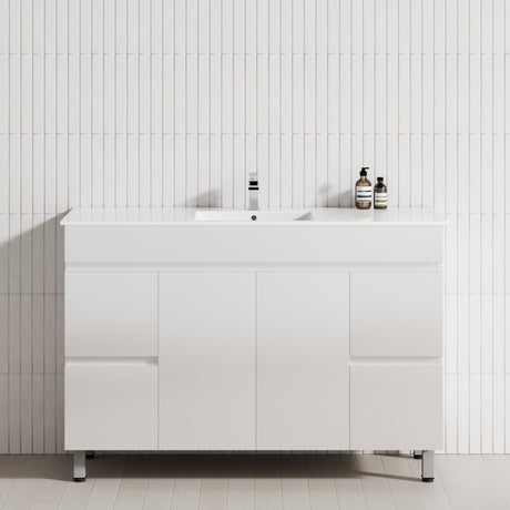 2-Door 4-Drawer 1200/1500/1800mm Freestanding Bathroom Legs Vanity Single/Double Multi-Colour Cabinet Only