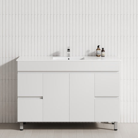 2-Door 4-Drawer 1200/1500/1800mm Freestanding Bathroom Legs Vanity Single/Double Multi-Colour Cabinet Only