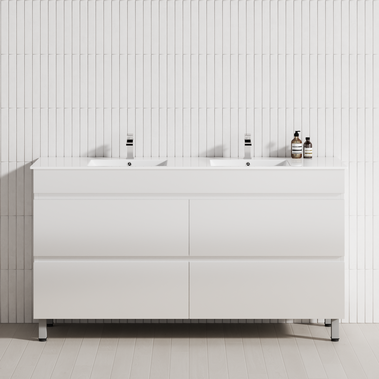4-Drawer 1200/1500/1800mm Bathroom Freestanding Leg Vanity Single/Double Multi-Colour Cabinet Only