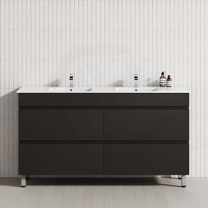 MCH 4-Drawer 1500mm Matt Black Wall Hung Bathroom Vanity with Double Bowls