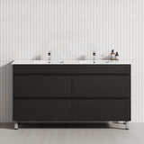 MCH 4-Drawer 1500mm Matt Black Wall Hung Bathroom Vanity with Double Bowls