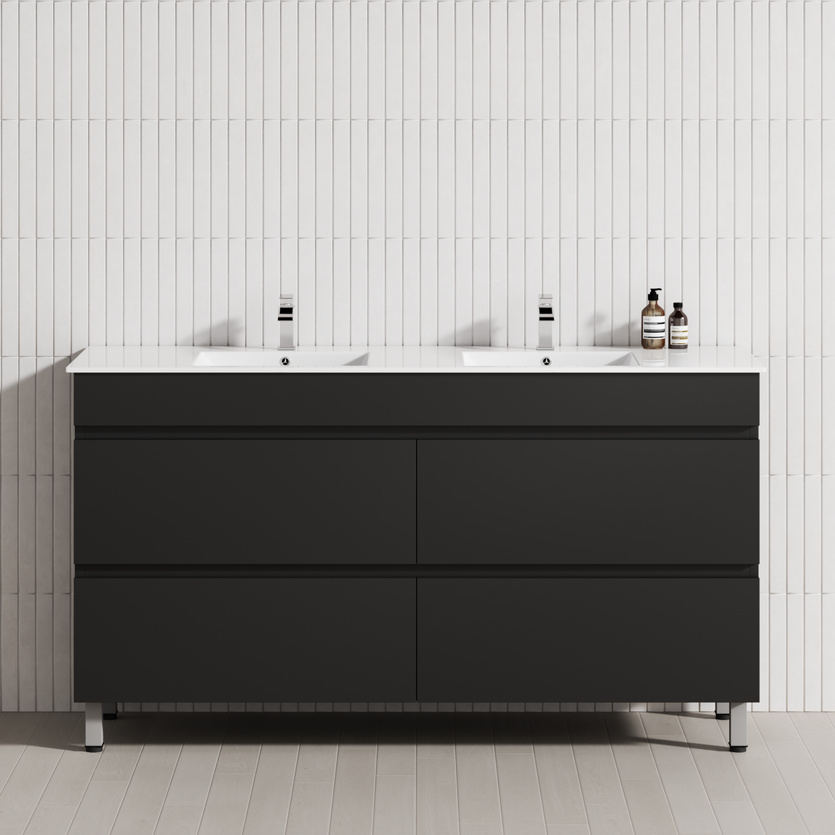 4-Drawer 1200/1500/1800mm Bathroom Freestanding Leg Vanity Single/Double Multi-Colour Cabinet Only
