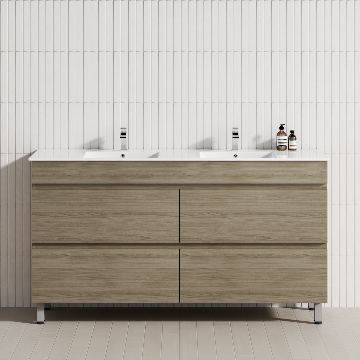 4-Drawer 1200/1500/1800mm Bathroom Freestanding Leg Vanity Single/Double Multi-Colour Cabinet Only