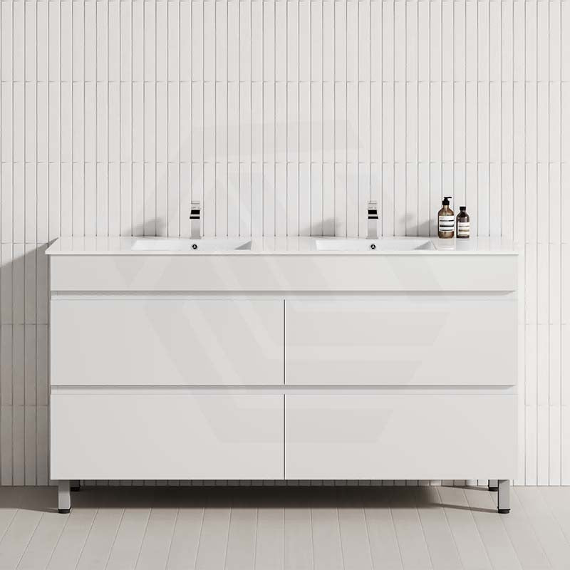 MCH 1500mm Matt White Freestanding Leg Vanity with Double Bowls