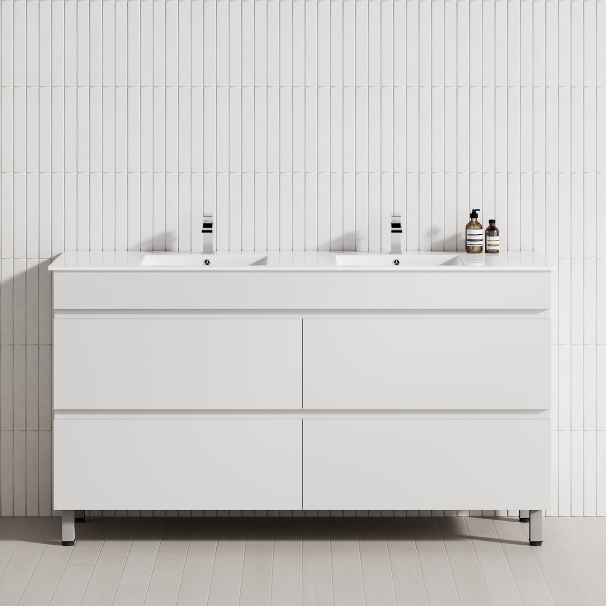 4-Drawer 1200/1500/1800mm Bathroom Freestanding Leg Vanity Single/Double Multi-Colour Cabinet Only