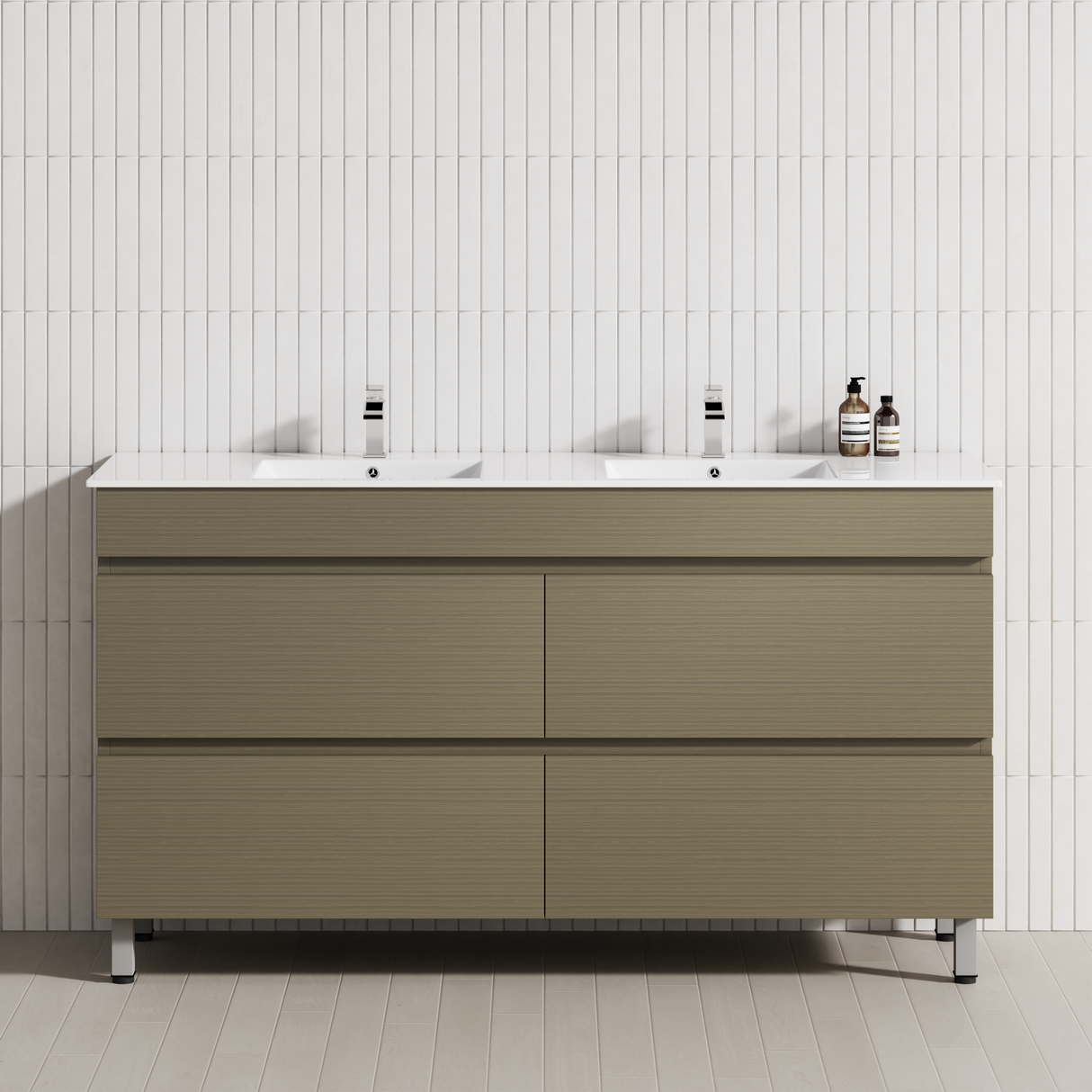 4-Drawer 1200/1500/1800mm Bathroom Freestanding Leg Vanity Single/Double Multi-Colour Cabinet Only
