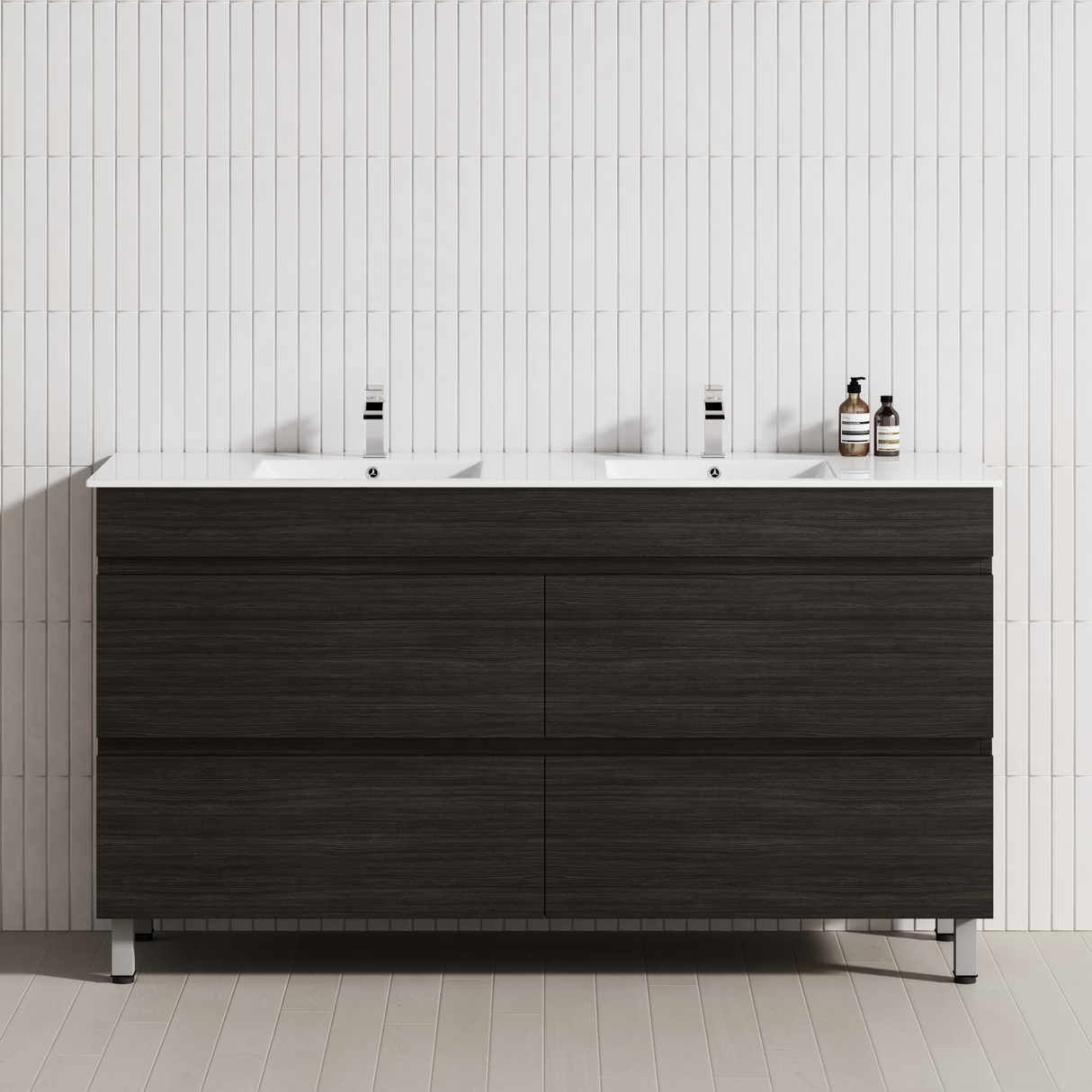 4-Drawer 1200/1500/1800mm Bathroom Freestanding Leg Vanity Single/Double Multi-Colour Cabinet Only