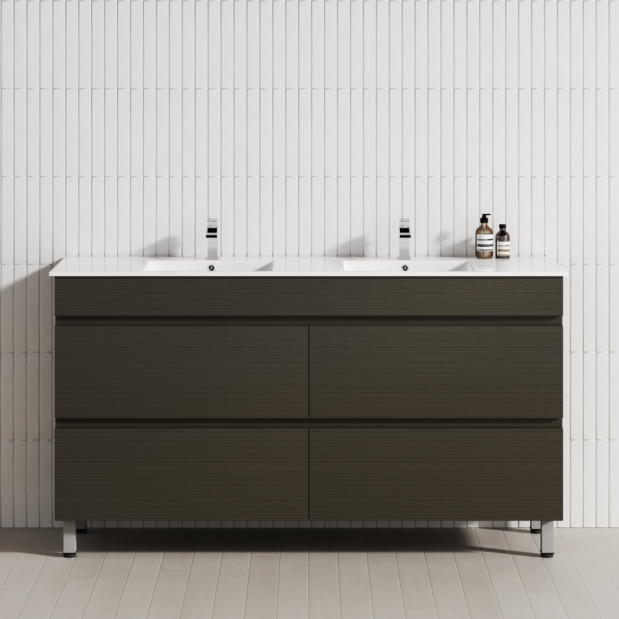 4-Drawer 1200/1500/1800mm Bathroom Freestanding Leg Vanity Single/Double Multi-Colour Cabinet Only