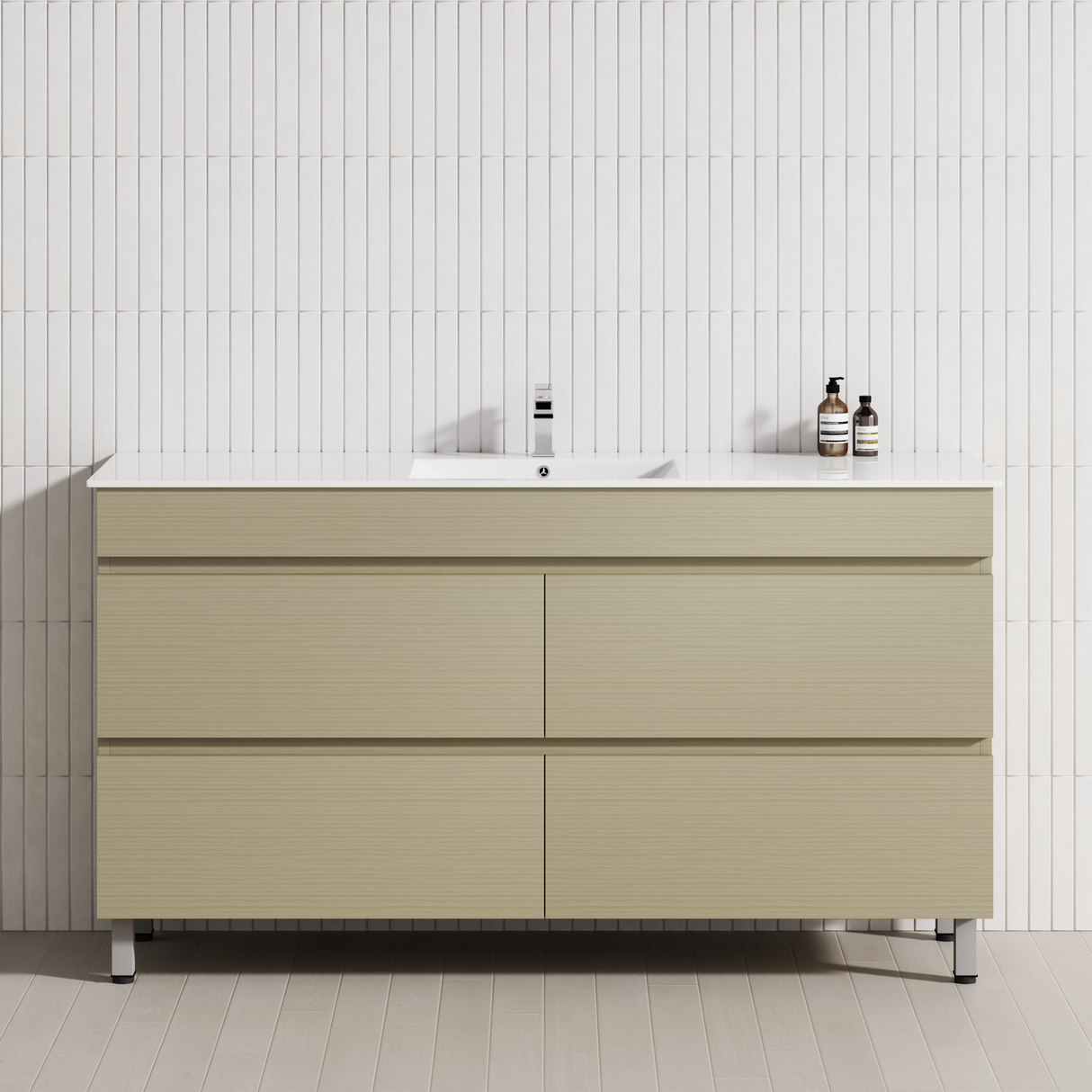 4-Drawer 1200/1500/1800mm Bathroom Freestanding Leg Vanity Single/Double Multi-Colour Cabinet Only