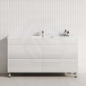 Freestanding 1500mm gloss white bathroom vanity with a single bowl, and 4 storage drawers
