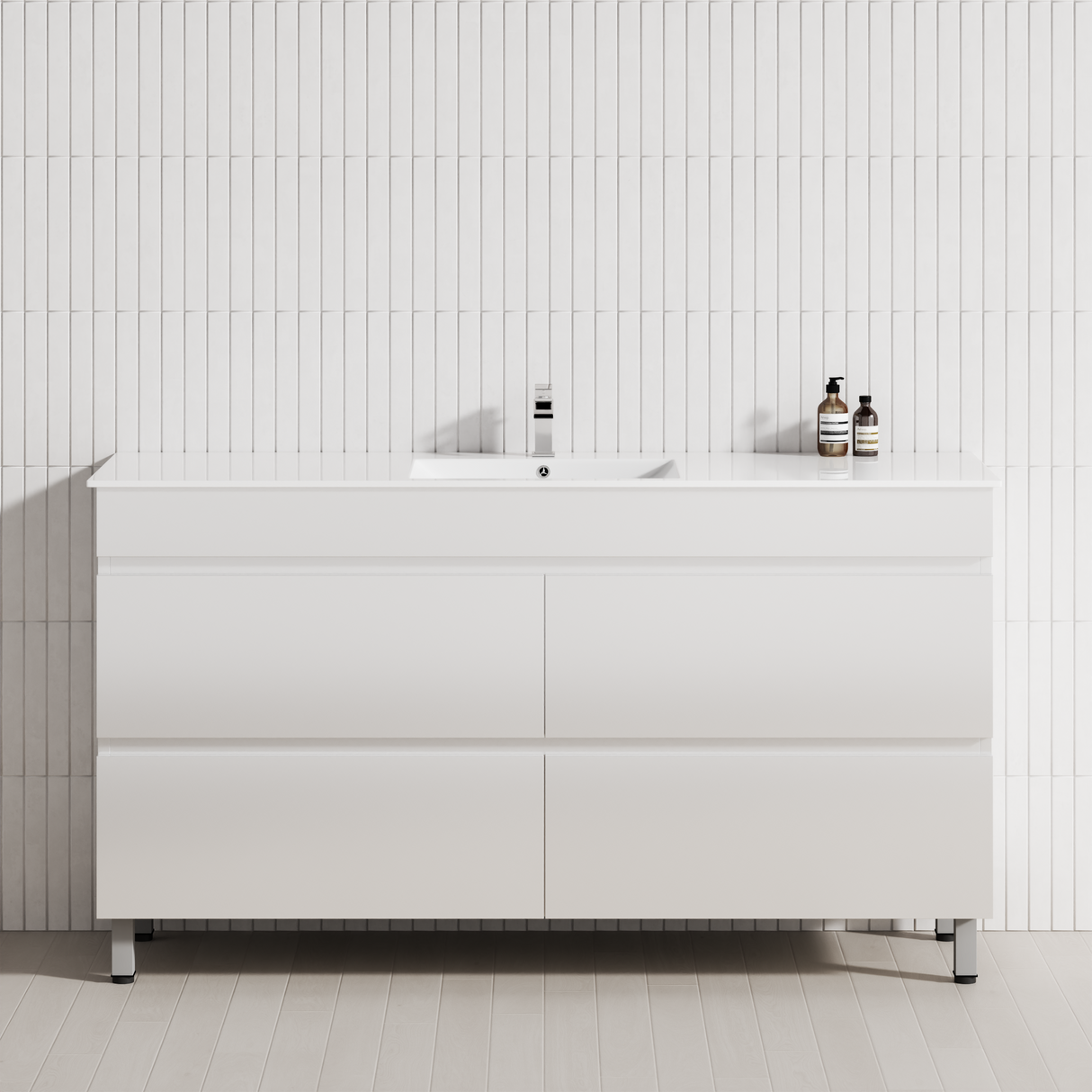 4-Drawer 1200/1500/1800mm Bathroom Freestanding Leg Vanity Single/Double Multi-Colour Cabinet Only