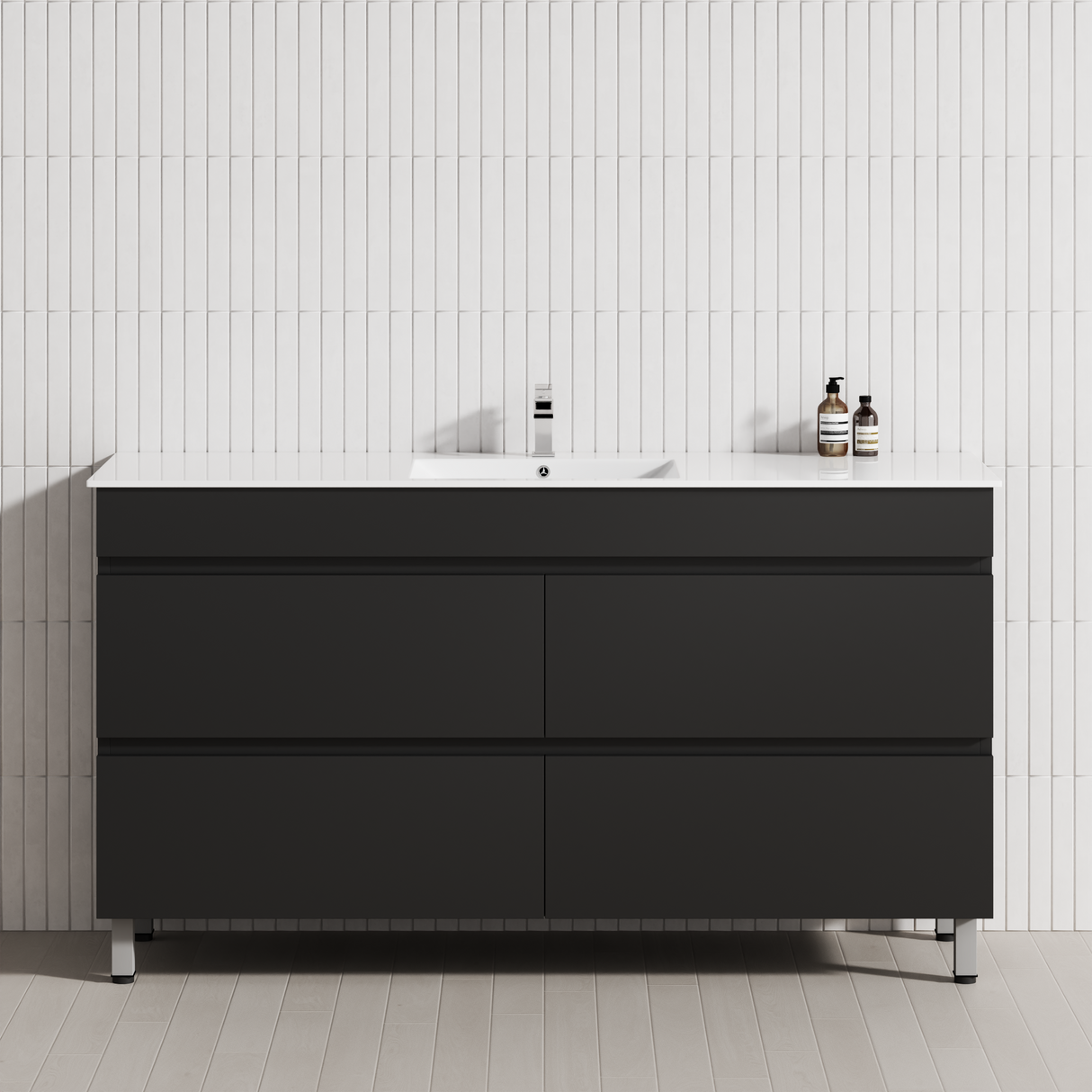 4-Drawer 1200/1500/1800mm Bathroom Freestanding Leg Vanity Single/Double Multi-Colour Cabinet Only