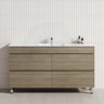 1500mm bathroom vanity with single bowl with 4 drawers, and a freestanding design in Maison Oak