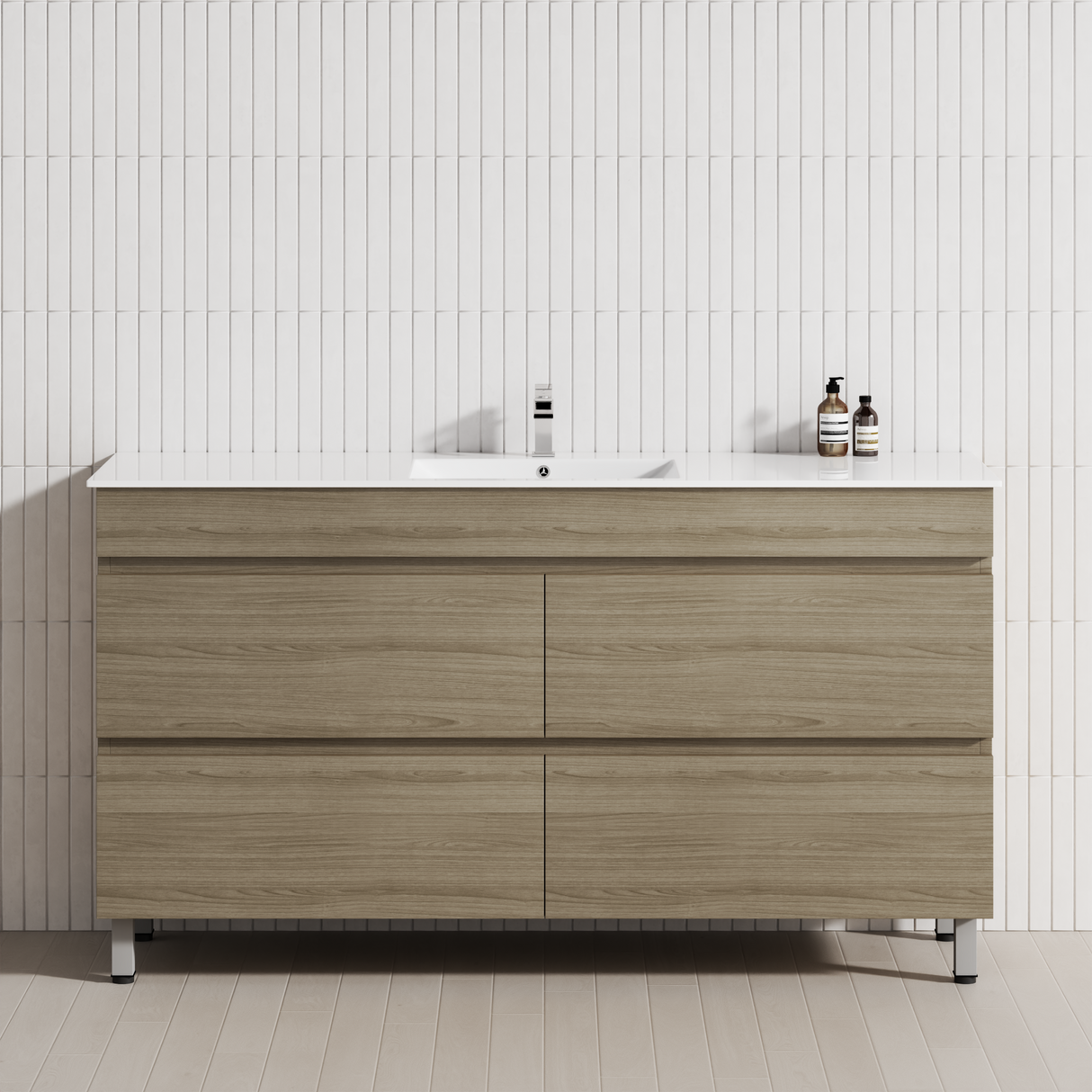 4-Drawer 1200/1500/1800mm Bathroom Freestanding Leg Vanity Single/Double Multi-Colour Cabinet Only
