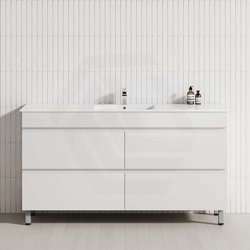 MCH 1500mm Matt White Freestanding Leg Vanity with Single Bowl