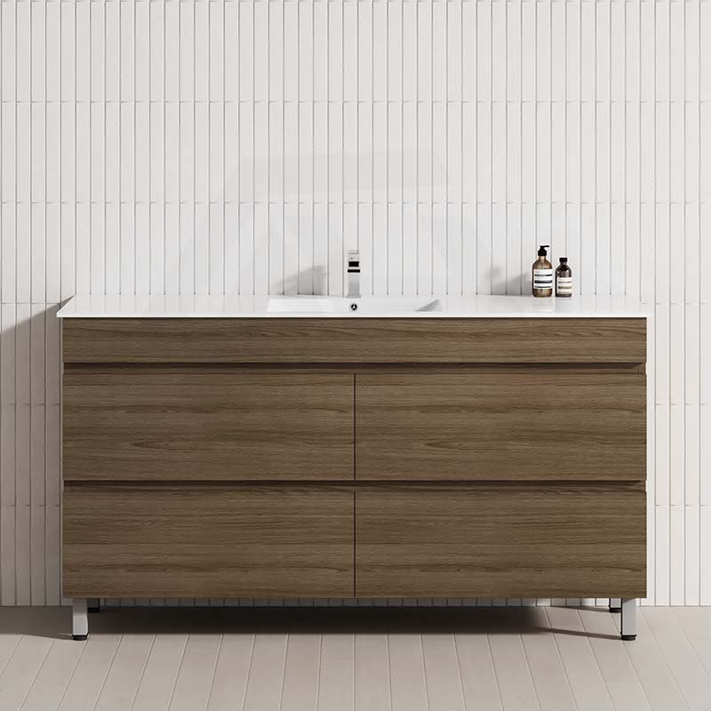 Modern 1500mm bathroom vanity featuring a sleek Notaio Walnut design with a warm wooden top