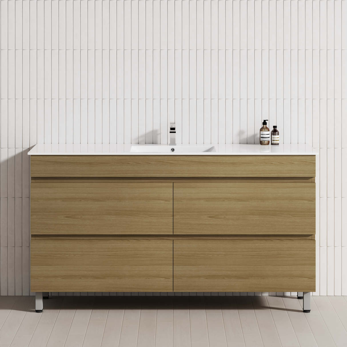 4-Drawer 1200/1500/1800mm Bathroom Freestanding Leg Vanity Single/Double Multi-Colour Cabinet Only