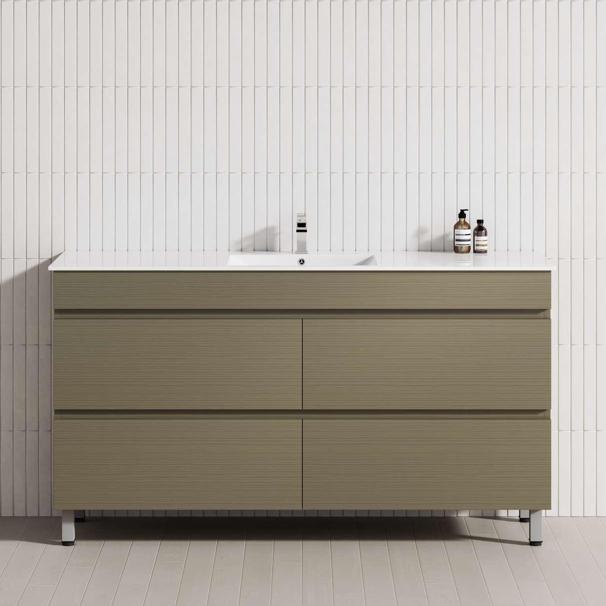 4-Drawer 1200/1500/1800mm Bathroom Freestanding Leg Vanity Single/Double Multi-Colour Cabinet Only