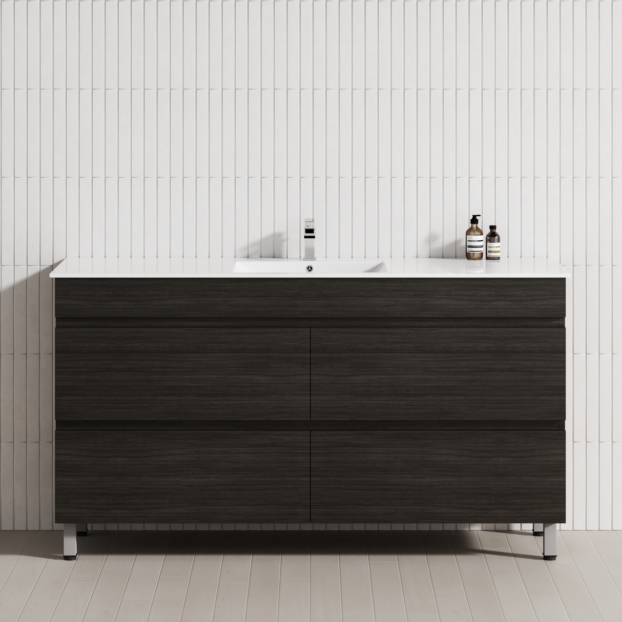 4-Drawer 1200/1500/1800mm Bathroom Freestanding Leg Vanity Single/Double Multi-Colour Cabinet Only
