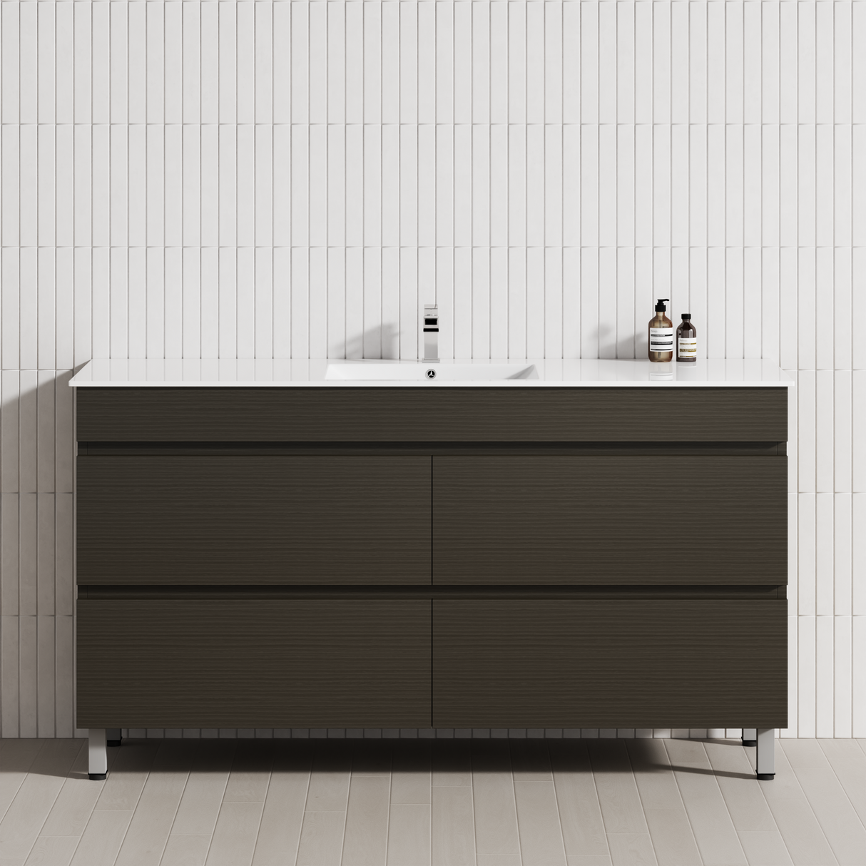 4-Drawer 1200/1500/1800mm Bathroom Freestanding Leg Vanity Single/Double Multi-Colour Cabinet Only