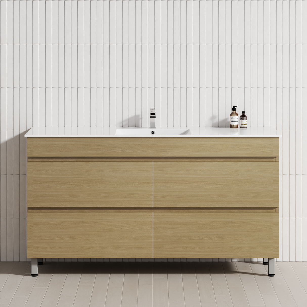 4-Drawer 1200/1500/1800mm Bathroom Freestanding Leg Vanity Single/Double Multi-Colour Cabinet Only