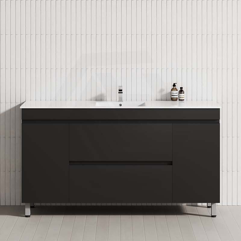 MCH 1500mm Matt Black Freestanding Leg Vanity with Single Bowl